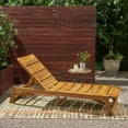 thumbnail image 2 of GDF Studio Lillian Outdoor Acacia Wood Adjustable Chaise Lounge, Teak and Yellow, 2 of 9