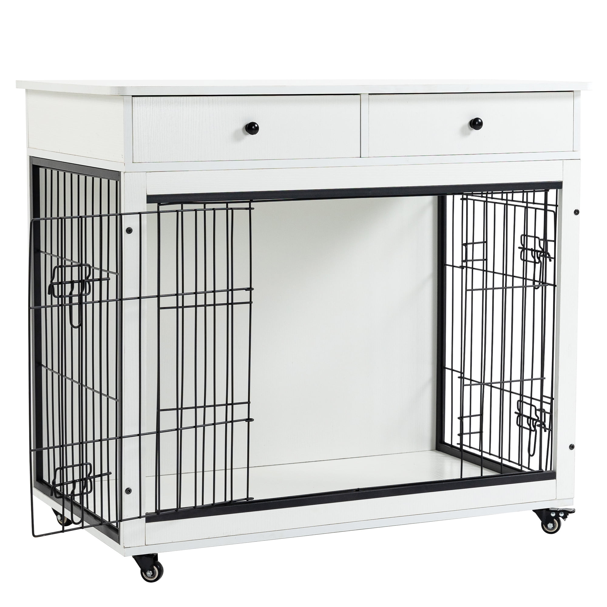 Pefilos 31" Wooden Dog Crate Furniture, Dog Kennel with Cushion, Indoor Dog House for Small Dog, Steel-Wire Dog Cage, Chew-Proof, Brown Pefilos 31" Wooden Dog Crate Furniture, Dog Kennel with Cushion, Indoor Dog House for Small Dog, Steel-Wire Dog Cage, Chew-Proof, Brown