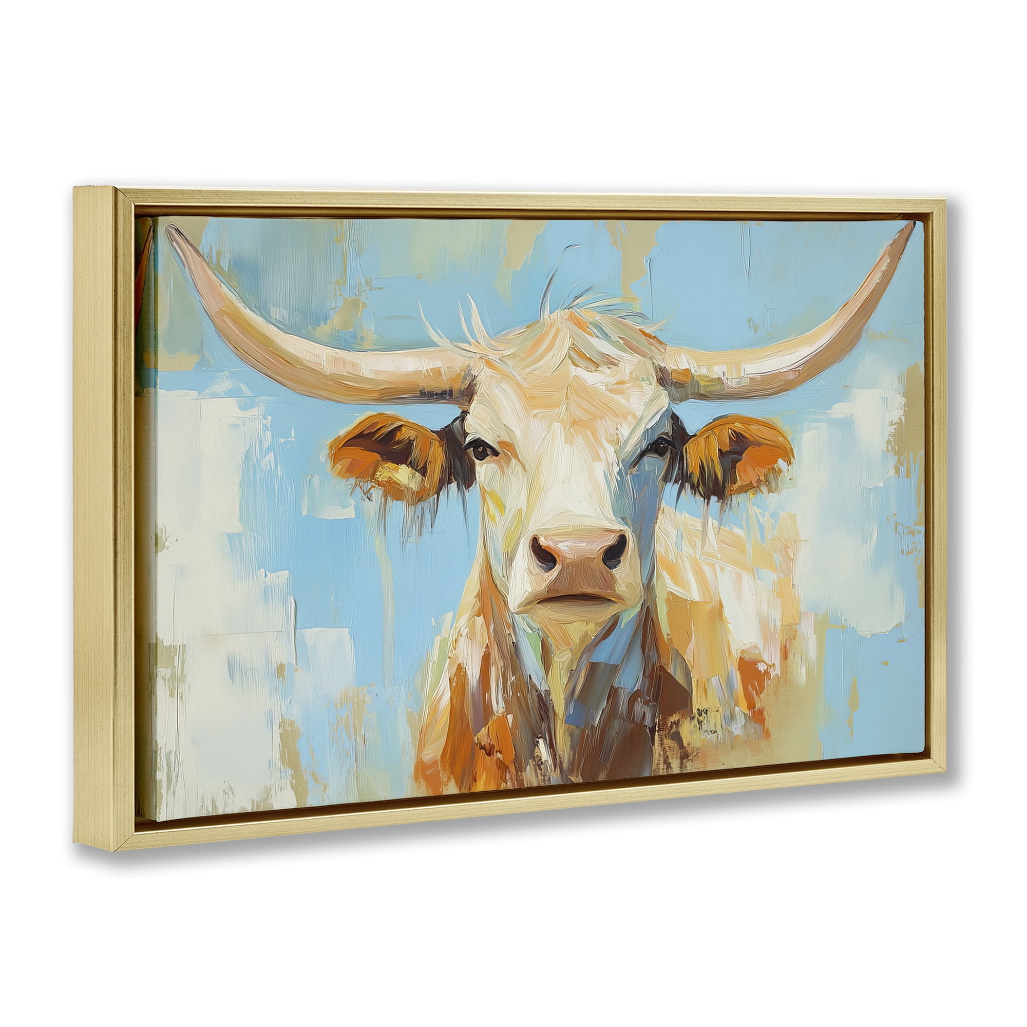Stupell Industries Abstract Texas Longhorn Gold Framed Floater Canvas Wall Art, design by Tina LeCour
