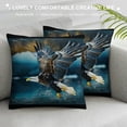 thumbnail image 3 of Orinice Bald Eagle Graphic Decorative Cotton Linen Cushion Throw Pillow Cover for Home Couch Living Room Bed Sofa, Printed on Both Sides, All Seasons Pillowcase 1PC 22x22in, 3 of 5