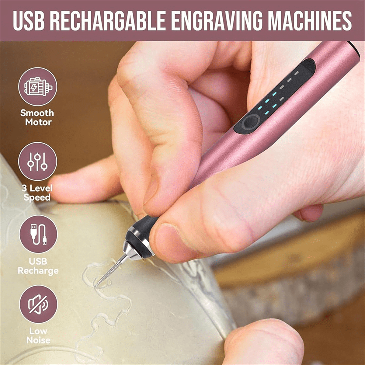 Electric Engraving Pen with 37 Bits, USB Rechargeable Cordless , Portable DIY Rotary Engraver