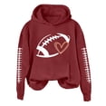 thumbnail image 2 of YVNAURA Fall 2026 Plus Size Fleece Hoodie for Women Football Sweatshirt Pullover with Pocket Oversized Hooded Sweater Cozy Game Day Casual Long Sleeve Top, Wine,M, 2 of 9