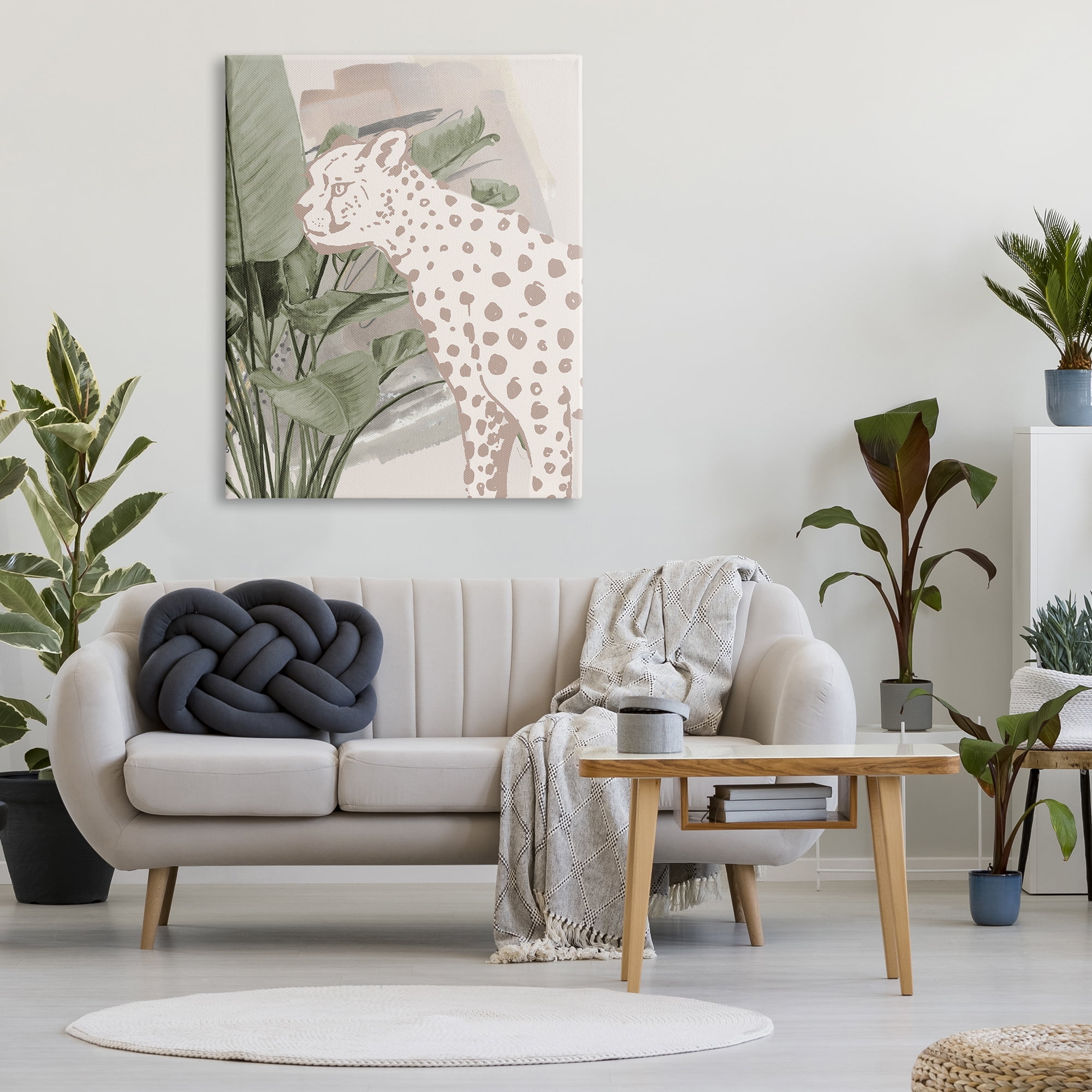 Stupell Industries Modern Cheetah & Palms Animals & Insects Painting Gallery Wrapped Canvas Print Wall Art, 36 x 48