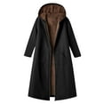 thumbnail image 5 of Women's Sherpa Lined Long Hooded Jacket with Pockets Zip Up Hoodie Thick Warm Winter Cotton Fleece Coat Mid-length (XL, Black), 5 of 7