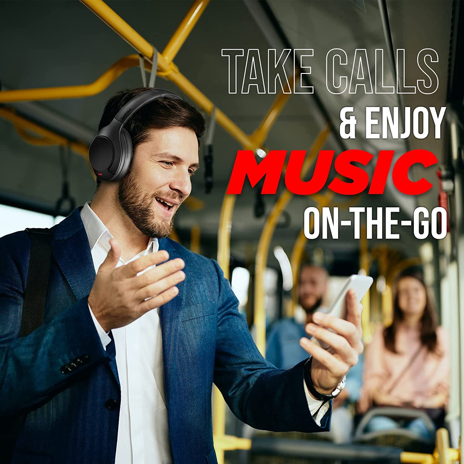Philips Bluetooth Headphones Wireless Over Ear Stereo Noise Cancelling Headset with Mic, TAH8507