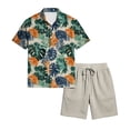 thumbnail image 5 of longantii Men's Sets Elastic Button Down Hawaiian Shirts and Shorts Comfortable Short Sleeve Beach Blouses and Shorts 2026 Summer Shirt and Beach Shorts Sets Mint Green XXXL, 5 of 6