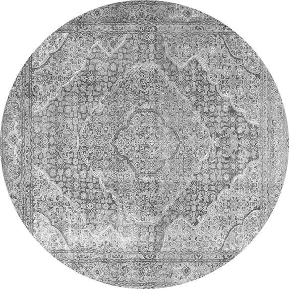 Ahgly Company Indoor Round Medallion Gray Traditional Area Rugs, 6' Round