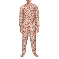 thumbnail image 3 of Fuzoiu Fall 70s Groovy Hippie Print Men's Long-Sleeved Pajama,Lounge Button Down Nightwear,Mens Notch Collar Pajama Set -XX-Large, 3 of 6