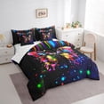 thumbnail image 3 of Homewish Colorful Butterfly 7-Piece Twin Bedding Sets,Multicolor Geometric Striped Bedding Comforter Set,Rainbo Polka Dots Sheet Sets For Girls,Microfiber Bedroom Decor, 3 of 8