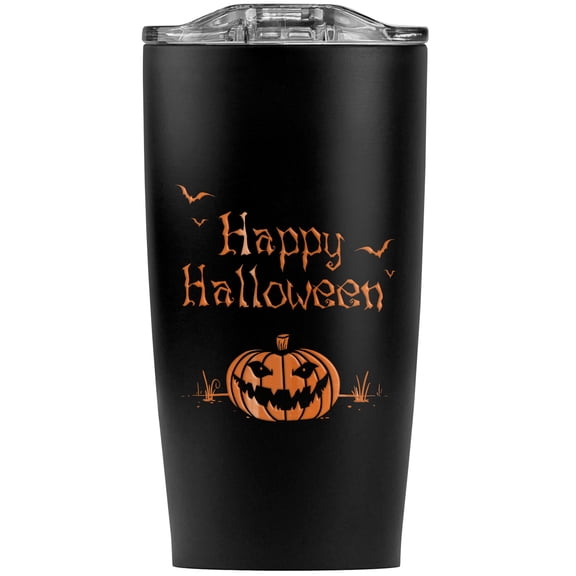 Happy Halloween Holiday Pumpkin Bats Stainless Steel 20 oz Travel Tumbler, Vacuum Insulated & Double Wall with Leakproof Sliding Lid | Great for Coffee/Hot Drinks and Cold Beverages