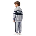thumbnail image 2 of inhzoy Kids Boys Color Block Joggers Sweatsuit Zipper Jacket Sweatpants Sets Fall Spring Outfits Gray 130, 2 of 7