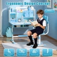 thumbnail image 6 of YNCE Kids Functional Desk and Chair Set, Ergonomic Height Adjustable Children School Study Desk with Book Stand, Storage Drawer and Metal Hook for Boys Girls, 6 of 10