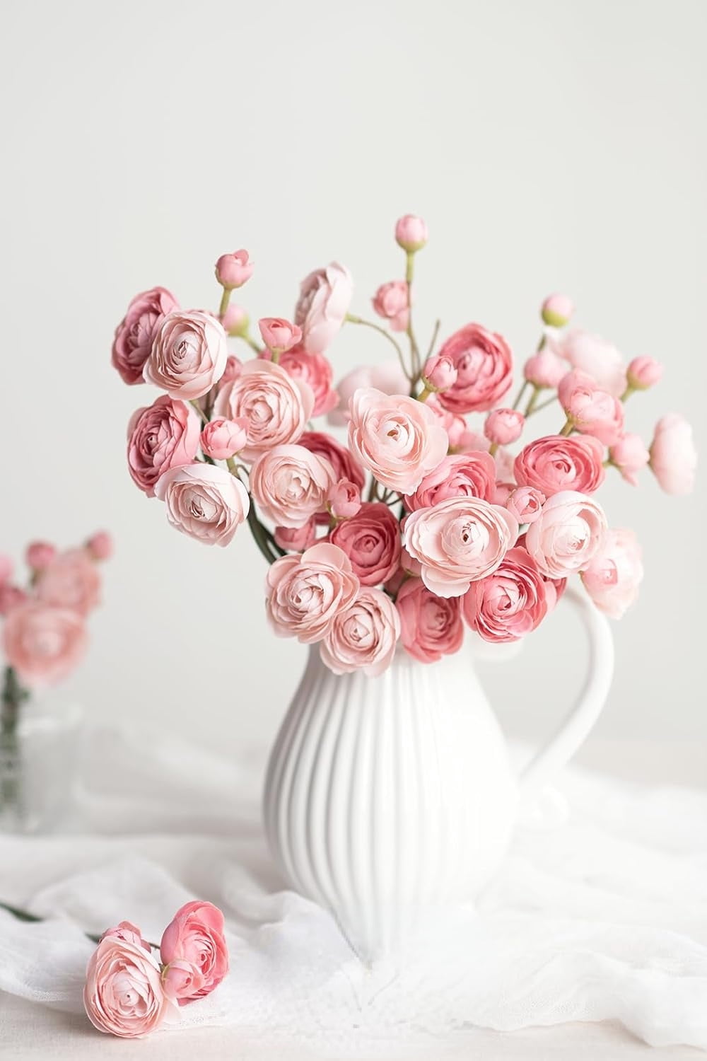 Ling's moment Ranunculus Artificial Flower, Faux Silk Mini Ranunculus Flowers for DIY Bouquet, Bulk Fake Wedding Filler Flowers for Centerpieces Arrangements Bridal Shower Decorations, Dusty Rose