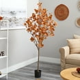 thumbnail image 6 of Nearly Natural 6ft Autumn Eucalyptus Artificial Tree in Orange, 6 of 6