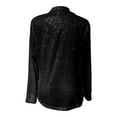 thumbnail image 5 of TUOYUAN Womens Plus Size Sequined Blouse Lapel Long Sleeve Sparkly Shirt Jacket Going Out Top Fall Winter,Black,SIZE:XL, 5 of 5