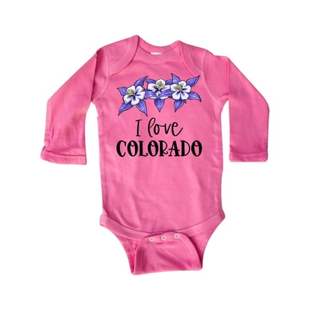 

Inktastic I Love Colorado Columbine Flowers Gift Baby Boy or Baby Girl Long Sleeve Bodysuit