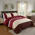 thumbnail image 1 of Marina Decoration Home Decor Ultra Soft Luxury Fluffy Goose Down Alternative Bedding Printed Comforter Set, Modern Burgundy Cosmos Floral Pattern, 1 of 5