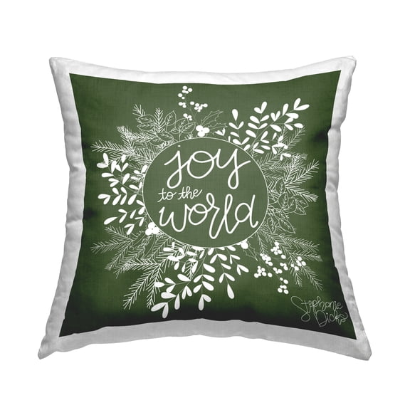 Stupell Industries Joy To The World Herbal Wreath Printed Throw Pillow Design by Stephanie Dicks