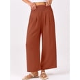thumbnail image 3 of ZANKLEY Womens High Waist Smocked Wide Leg Flowy Pocketed Summer Lounge Beach Casual Pants, 3 of 10