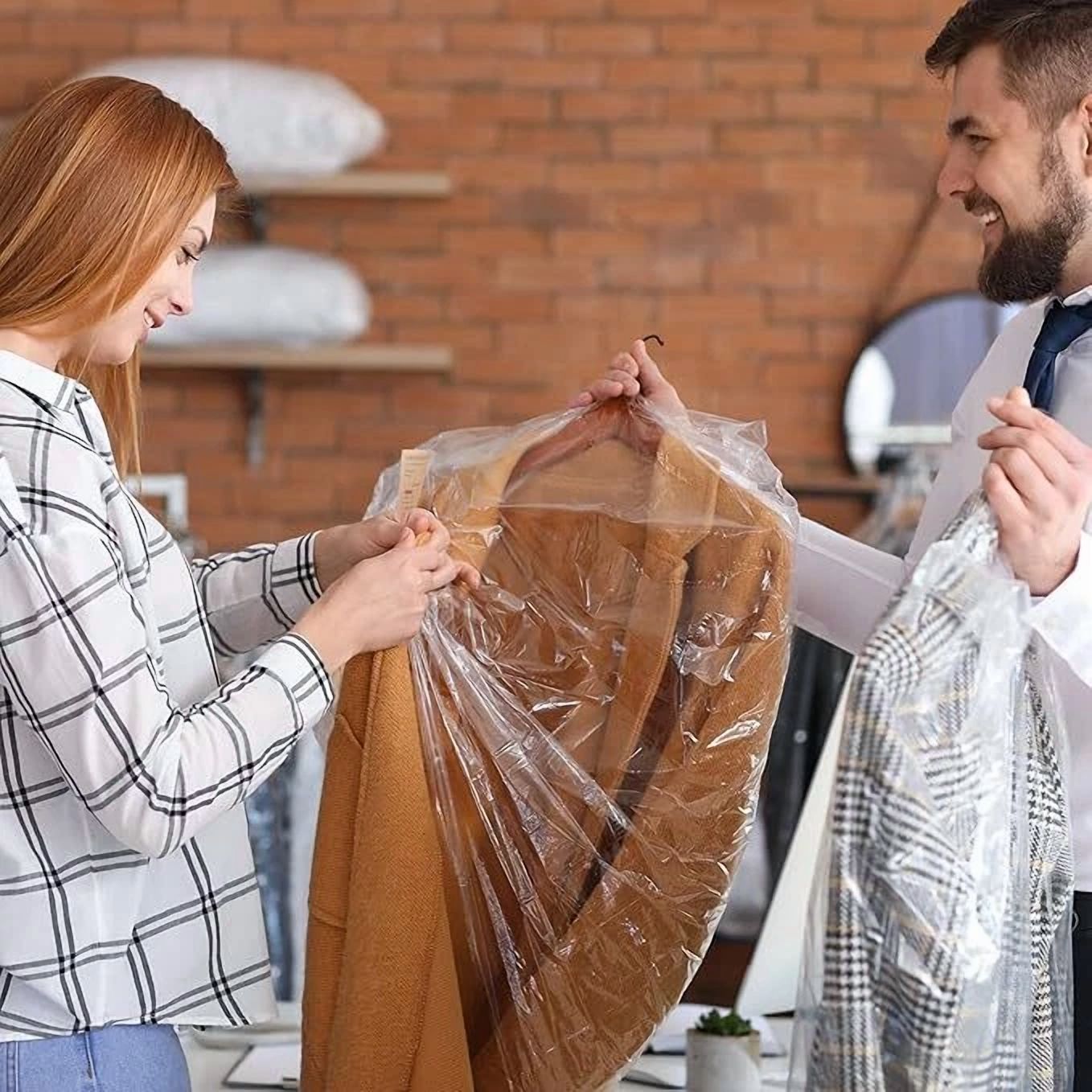 BUTTERFLY- 20 Pack Garment Bags For Hanging Clothes Plastic Garment Bags Clear Clothe Cover