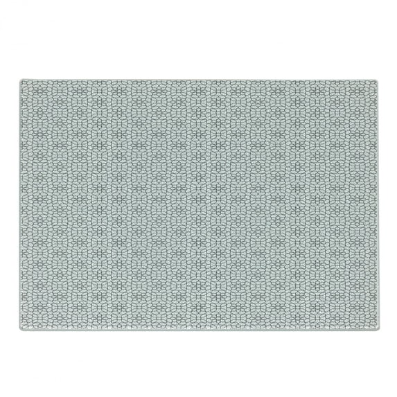 Antique Oriental Cutting Board, Monochrome Motifs Arranged Simplistic Grid Art Illustration, Decorative Tempered Glass Cutting and Serving Board, in 3 Sizes, by Ambesonne
