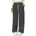 thumbnail image 4 of AUNVITO Women's Polka Dot Print Elastic Waist Pants with Side Pockets and Tie Detail Casual and Comfortable Lounge Style, 4 of 5
