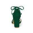 thumbnail image 4 of BLISSFUL STEP Women's Sandals Solid Summer Block Heels Lace up Sandals Green 9, 4 of 8