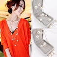 thumbnail image 2 of UDIYO Necklace Double Layer All-match Alloy Faux Pearl Decor Sweater Necklace for Party, 2 of 7