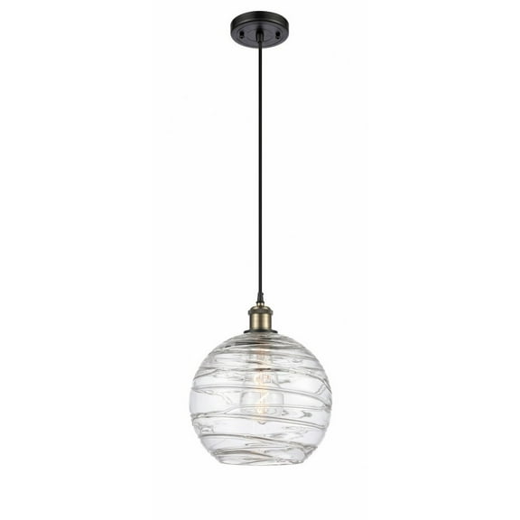 516-1P-BAB-G1213-10-LED-Innovations Lighting-Athens Deco Swirl - 3.5W 1 LED Cord Hung Mini Pendant In Industrial Style-13 Inches Tall and 10 Inches