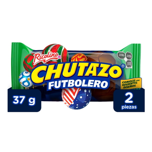 Dulce Ricolino Chutazo futbolero sabor a chocolate relleno sabor rompope 37 g