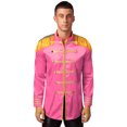 thumbnail image 1 of iiniim Mens 60s Hipper Costume High Slit Gold Trim Add Accessories Sergeant Icon Hippy Fancy Dress Up Hot Pink XL, 1 of 6
