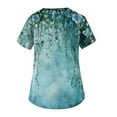 thumbnail image 3 of IYYVV Womens Scrub Tops Summer Casual Working Nurse Uniforms V Neck Graphic Floral Print Nursing Short Sleeve Tee Tops Workwear with Pockets Turquoise 4XL, 3 of 3
