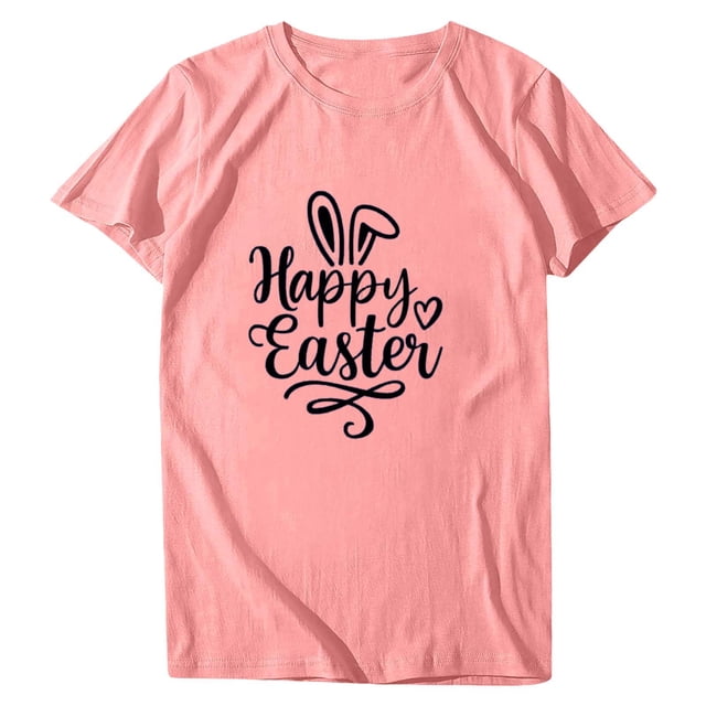 Birdeem T-Shirt Décontracté pour Femmes Imprimé de Pâques Manches Courtes Col Rond Ample Blouse Tops