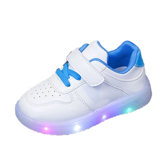 hoksml Kids LED Light Up Sneakers with Colorful Flashing Lights, Adjustable Hook and Loop Strap Breathable Casual Shoes for Boys and Girls Daily Wear