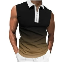 Maean Men Tank Shirts Sleeveless Collared Golf Shirt 2025 Summer Trendy Causal Mens 1/4 Zip Tshirts