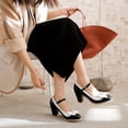 thumbnail image 5 of SACFOF Women's Low Kitten Heel Mary Jane Oxfords Pumps Comfortable Ankle Strap Dress Shoes with Bow, 5 of 6