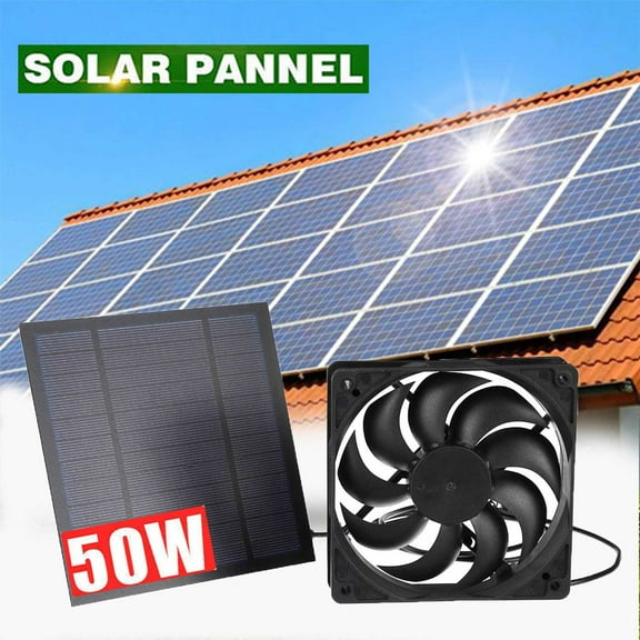 VerPetridure Solar Powered Shell Exhaust Fan Kit 5W Solar Panel Fan for Chicken Coops,Greenhouses,Sheds,Pet Houses and Windows - Waterproof and Plug & Play