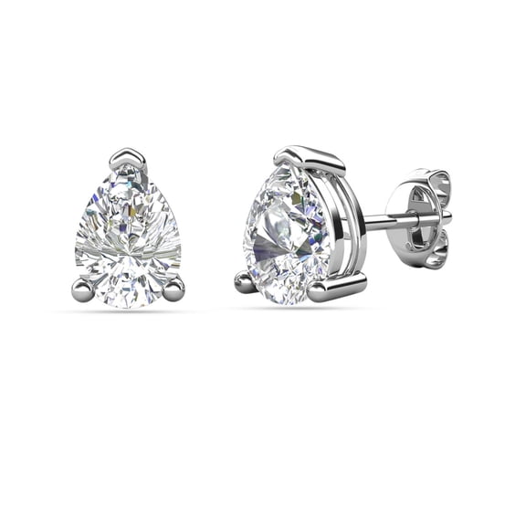 Cate & Chloe Mia 18k White Gold Plated Stud Earrings with 0.5ct Pear Cut Simulated Diamonds Gift for Women
