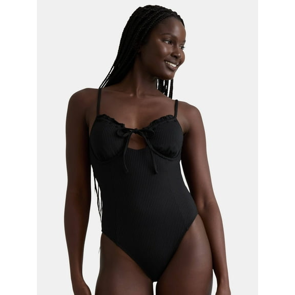 Celebrity Pink Women's Rib Underwire One Piece Swimsuit, Sizes XS-XXL