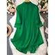 thumbnail image 3 of Vestido Casual Talla Grande Camisa Botones Cuello Solapa Mangas Enrolladas Sólido Mujer Casa de los Tesoros, 3 of 4