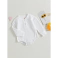 thumbnail image 4 of xiaxaixu Baby Boys Girls Sweatshirts Rompers Solid Color Long Sleeve Infant Waffle Jumpsuits Fall Toddler Clothes Bodysuits, 4 of 9