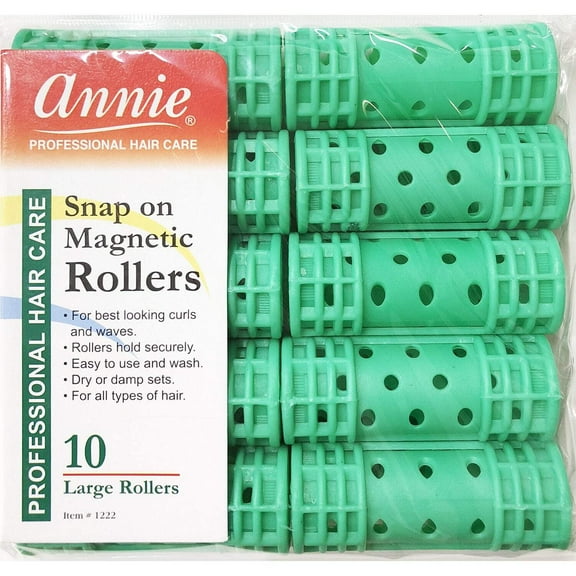 Annie Snap-On Magnetic Rollers – Large 7/8" Green 10 Pcs 1222