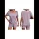 thumbnail image 3 of Conjunto de Pijama de Dos Piezas para Mujer, con Camiseta de Corta y Pantalones Cortos, de Punto Acanalado. Púrpura M, 3 of 7