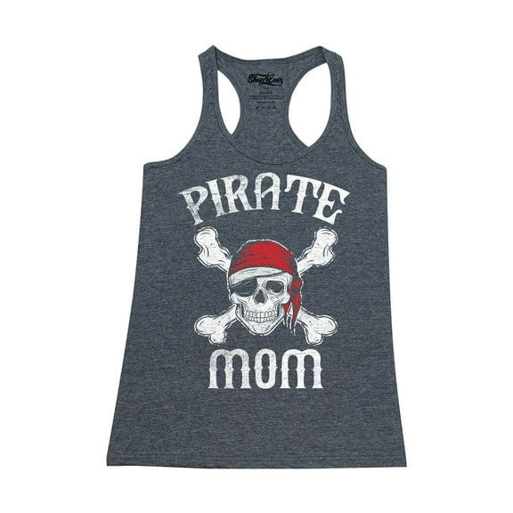 Shop4Ever Women's Pirate Mom Racerback Tank Top XX-Large Charcoal