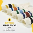 thumbnail image 3 of Womens Novelty Striped Crew Socks Athletic Vintage Slouch Mid Calf Tube Socks, 3 of 13