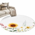 thumbnail image 2 of Sunflower Round Area Rug 3.3 FT, Non Slip Small Entryway Kitchen Mat, Yellow Summer Botanical Country Washable Soft Circular Rug Non-Shedding Door Mat for Bathroom Playroom Kids Room, 2 of 9