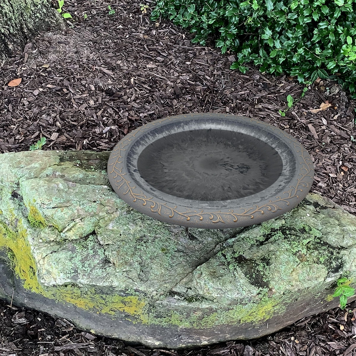 BIRDS and beyond 19'D Dove Gray Birdbath Bowl