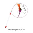 thumbnail image 3 of Cat Teaser Toy with 96 cm Telescopic Plastic Rod, Multi-Color Feathers with Bell, Spring Rotation, Durable and Washable Interactive Toy for Cat Exercise and Training, 3 of 6