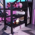 thumbnail image 5 of Euroco Metal Full Size Loft Bed with Desk and Wardrobe, Gaming Bed with Staircase, and Shelves, USB Ports and LED Light, Black, 5 of 11