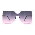 thumbnail image 2 of SA106 Womens Rhinestone Jewel Arm Rimless Block Lens Shield Sunglasses Gold Purple Pink, 2 of 4